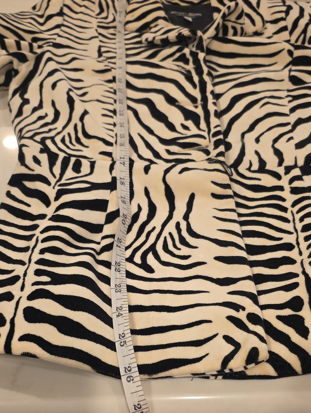 Zebra Print Women's Blazer Jacket - Black & White Velvet Feel - Picture 11 of 11